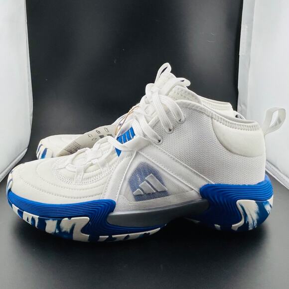 Adidas Women’s Exhibit Select Mid Basketball Shoes — White/Blue Marble — Size 8 - Picture 8 of 8